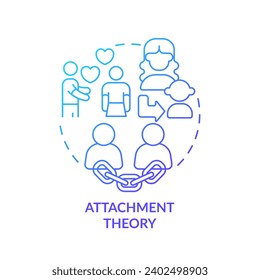 2D thin line gradient icon attachment theory concept, isolated vector, blue illustration representing codependent relationship.