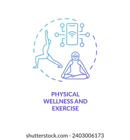 2D thin line gradient icon physical wellness and exercise concept, isolated vector, blue illustration representing arena.