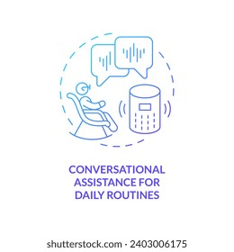 2D thin line gradient icon conversational assistance for daily routines concept, isolated vector, blue illustration representing arena.