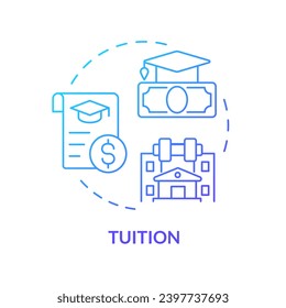 2D tuition thin line gradient icon concept, isolated vector, illustration representing athletic scholarship.