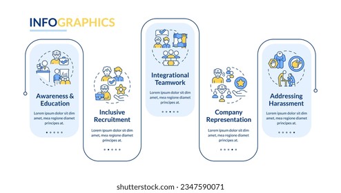 2D unretirement vector infographics template with linear icons concept, data visualization with 5 steps, process timeline chart.