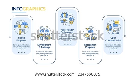 2D unretirement vector infographics template with thin line icons concept, data visualization with 5 steps, process timeline chart.