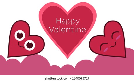 2D Valentine illustration with 2 heart character fit for your valentine event