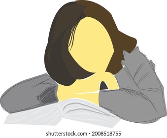 2D Vector art female portrait 
