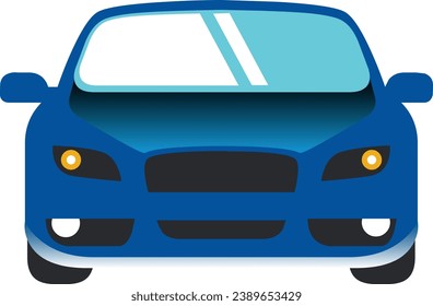 2D vector car front pose isolated vector illustration