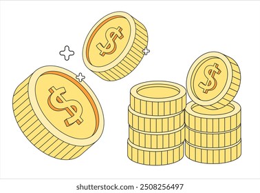 Concepto de dinero de moneda de Vector 2D