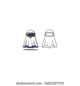 Vetor 2d fantasma bonito com vidro solar