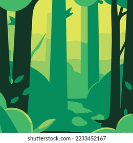 2d vector Forrest scenery illustration