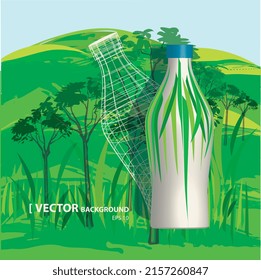 2. Vektorgrafik, eine Flasche auf grünem Hintergrund
