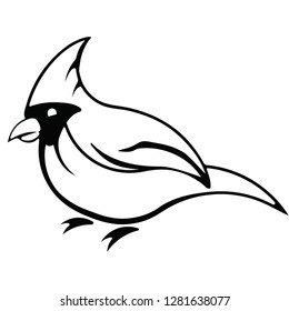 2D vector illustration of a cardinal, black, isolated