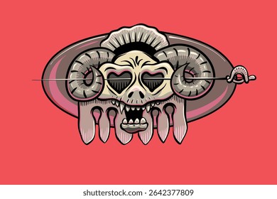 2d vector illustration of a flaming skull. A high-quality, bold design suitable for t-shirt prints, posters, postcards, and more.