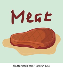 2D Vector Illustration for Material Design, Meat Vector Illustration