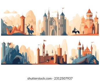 Premium Vector  Set of medieval castles fortresses and towers