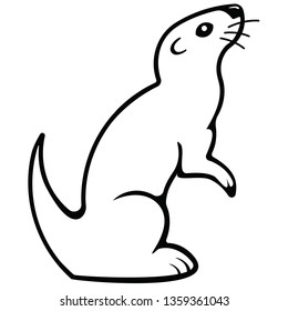 2D vector illustration of an otter / polecat, black, isolated