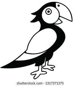 2D vector illustration of a parrot, black, isolated - Vector