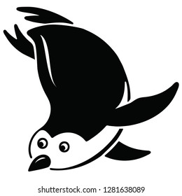 2D vector illustration of a penguin, black, isolated