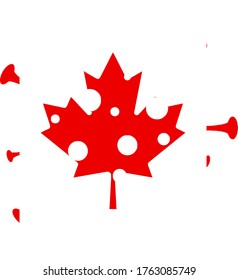 A 2D vector image of a Coronavirus particle with the flag of Canada on it