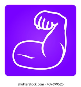 2D Vector Large Muscle Bicep Flex Musculoskeletal Image with Rounded Rectangle on White Background