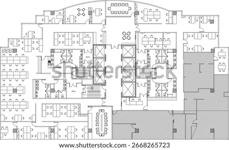 2D Vector Office Layout with Furniture