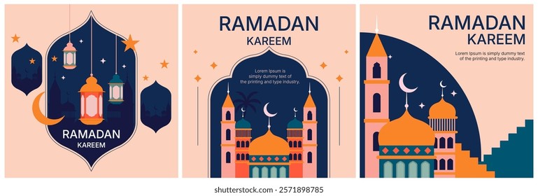 2d vector Ramadan Kareem, geometric background and wallpaper design, Ramanda Kareem illustration, greeting card template