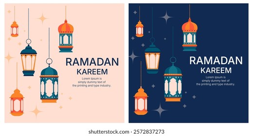 2d vector Ramadan Kareem, geometric background and wallpaper design, Ramanda Kareem illustration, greeting card template