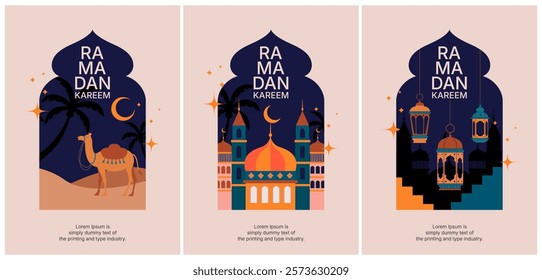 2d vector Ramadan Kareem, geometric background and wallpaper design, Ramanda Kareem illustration, greeting card template