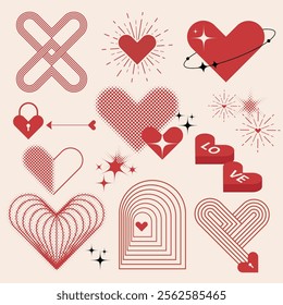 2d vector set valentine's day concept, heart shape design, minimal and modern heart