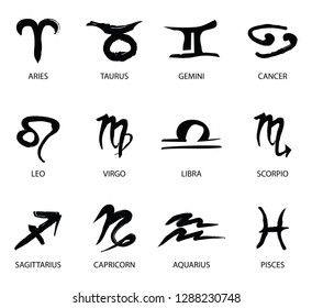 Zodiac Signs Set Simple Zodiac Captions Stock Vector (Royalty Free ...