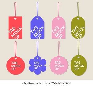 2d vector tag label mock up design , tag and banner, price and sale concept