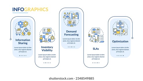 2D vendor management vector infographics template with thin line icons concept, data visualization with 5 steps, process timeline chart.