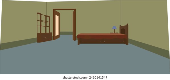 2D Village room inside vector artwork poor room interior illustration