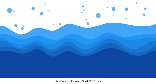 2D waved of blue curved vector format abstract design with waterdrop effects background wallpaper for desktop