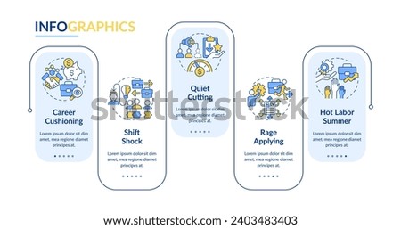 2D workplace trends vector infographics template with creative linear icons, data visualization with 5 steps, process timeline chart.
