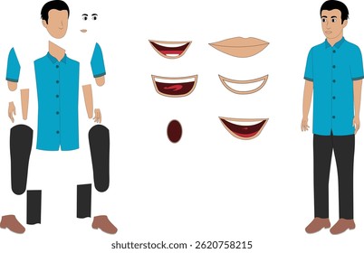  2d homem jovem desenho de personagens de desenho animado vetor