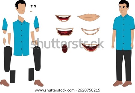  2d young man cartoon character design vector