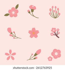2D_cherry blossoms_2 (icon, a collection of cherry blossoms in Korea.)