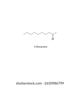 2-Decanone skeletal structure. Ketone compound schematic illustration. Simple diagram, chemical formula.