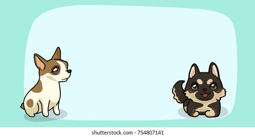 2Dogs happy time , 2 puppy  vector illustration cartoon style
