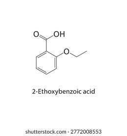 2-Ethoxybenzoic acid skeletal structure. carboxylic acid compound schematic illustration. Simple diagram, chemical formula.
