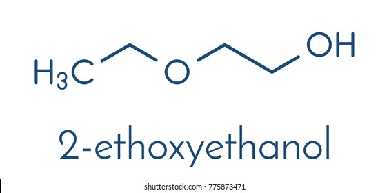 2-ethoxyethanol solvent molecule. Can dissolve many types of molecules and is thus used in cleaning products, degreasing solutions, varnish removers, etc. Skeletal formula.