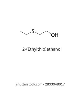 2-(Ethylthio)ethanol skeletal structure. thioether alcohol compound schematic illustration. Simple diagram, chemical formula.