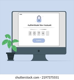 2fa authentication password secure notice login verification or sms with push code message shield icon in smartphone phone and laptop computer pc vector flat colorful, two factor or multi factor icon