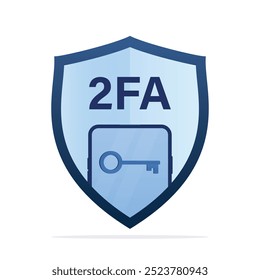 Icono de 2FA, Contraseña de verificación de dos factores y Inicio de sesión para la autenticación de la identidad del usuario, seguridad de Internet. teléfono móvil, escudo seguro, llave. Pictograma aislado sobre fondo blanco. Ilustración vectorial