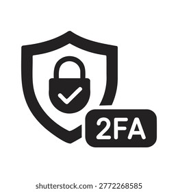 2FA Two Factor Authentication Shield and Lock Security Icon