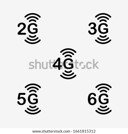 2G, 3G, 4G, 5G & 6G Vector Icons

