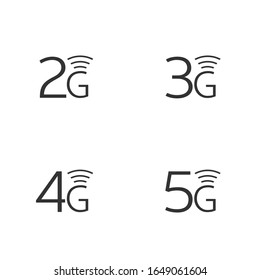 2G 3G 4G 5G internet vector icons. Wireless signal technology