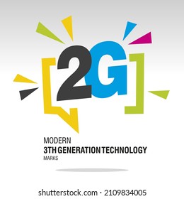 2G modern colorful 2nd generation mobile network sign icon sticker