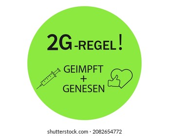 2G Regel and 3g Regel. Geimpft ,Genesen.2G rule-vaccinated,recovered.Covid-19 rules in Germany.Black line icon.