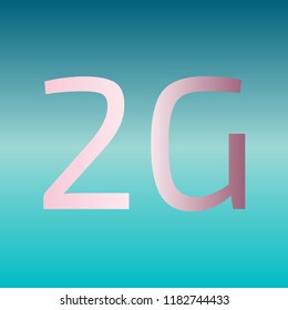 2g technology icon. Vector. Pink bronze gradient icon at turquoise gradient background.