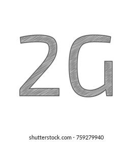 2g technology icon. Vector. Shaded gray icon on white background. Isolated.